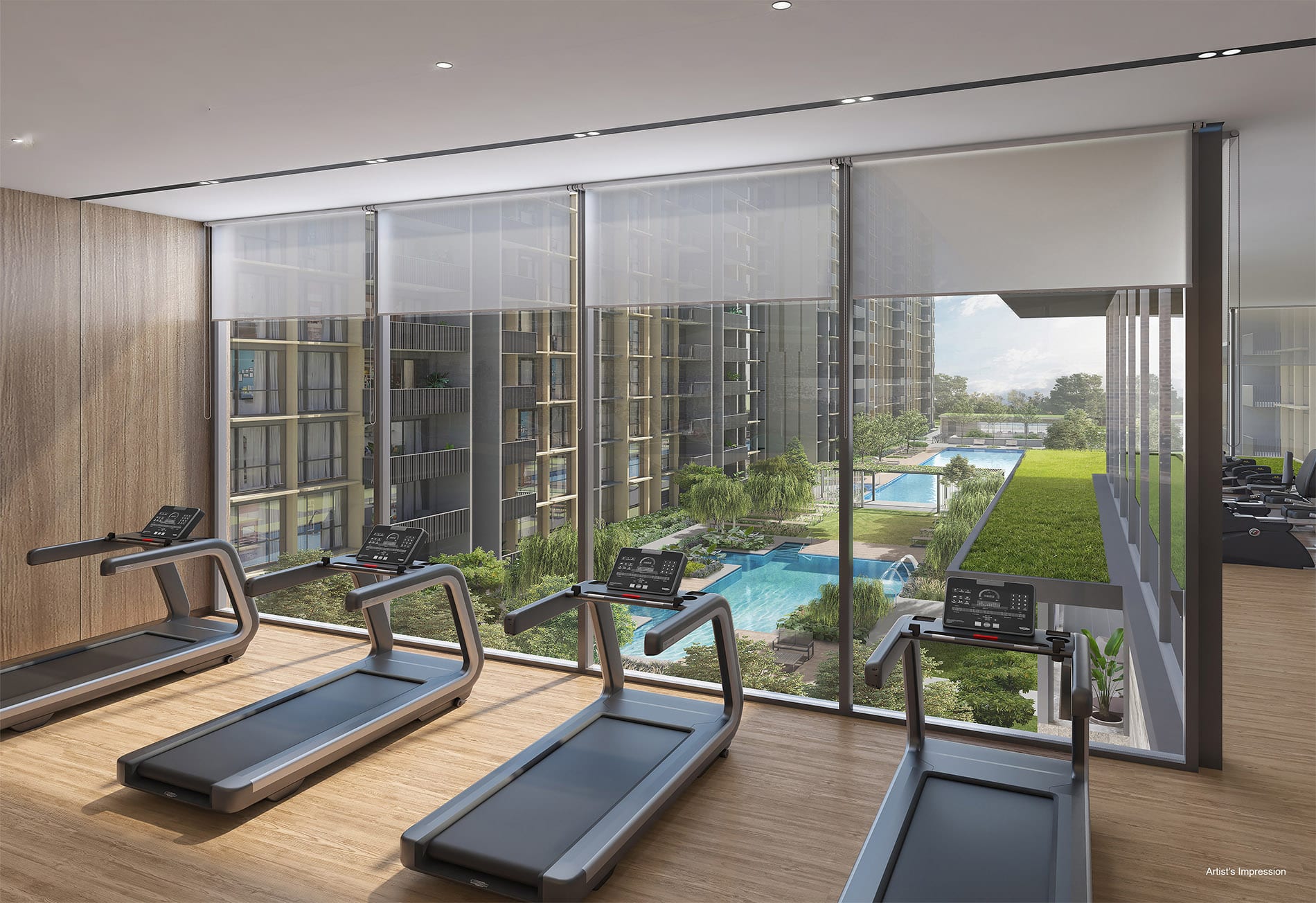 Artist's impression of the gym overlooking the pool court