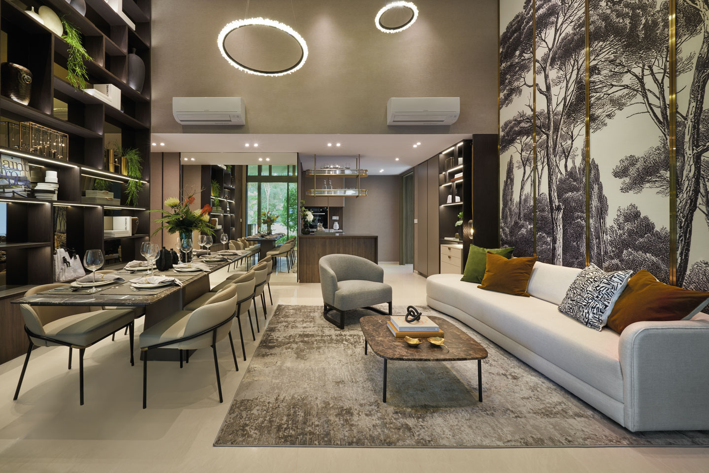 Show flat living and dining room